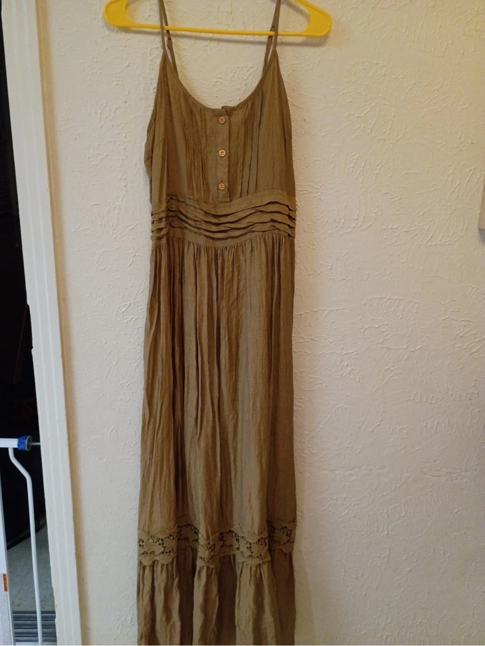 Solid Olive Spaghetti-Strap Maxi Dress